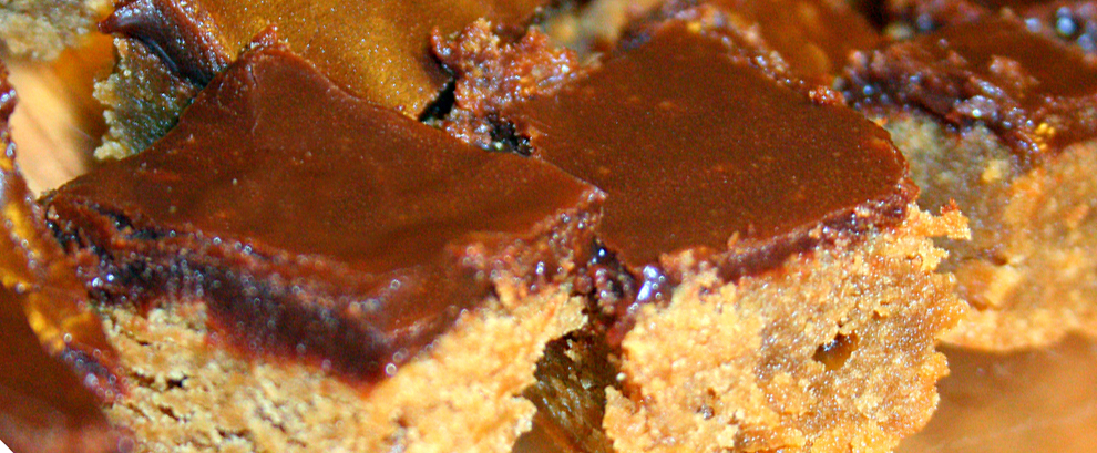 Peanut Butter Blondies with Chocolate Topping