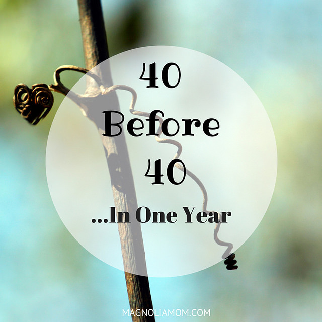 40 Before 40...In One Year!  What do YOU want to accomplish before your next milestone birthday?